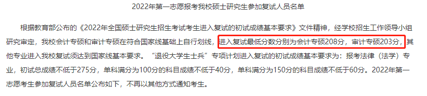 内蒙古财经大学2022年MAud复试线